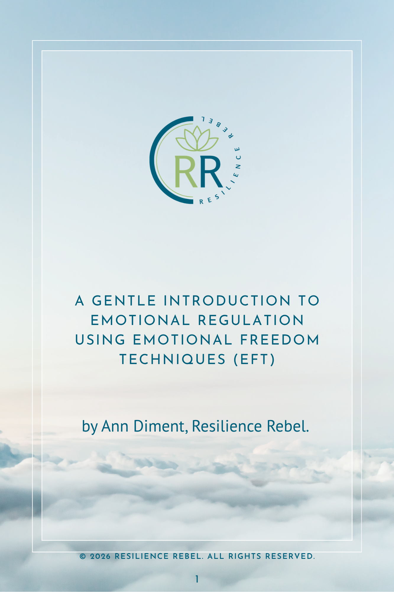 Blue cloudscape background with Resilience Rebel Logo and text title of document